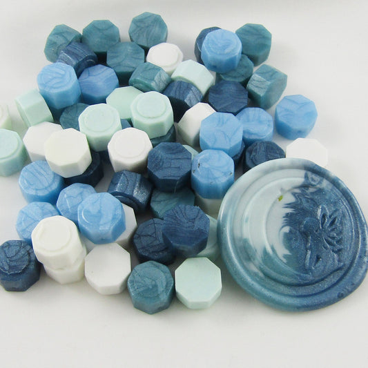 100pcs Blue & White Mix Sealing Wax Melt Particles for Wax Seals Wedding Cards