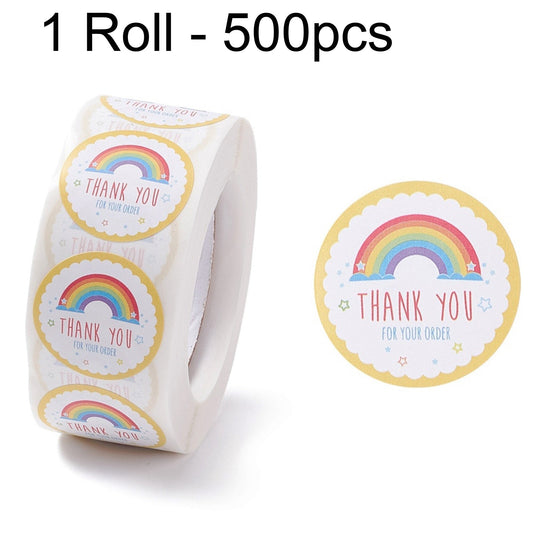 1 Roll 500pcs Thank You For Your Order Self Adhesive Paper Sticker Labels 25mm