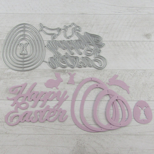 Rabbit Nested Egg Happy Easter Cutting Die Carbon Steel Scrapbook Card Making